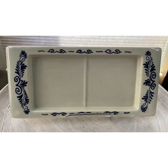 Vintage Delft Blue Ceramic Divided Trinket TRAY Plate  Sushi Plate ? - Picture 1 of 9